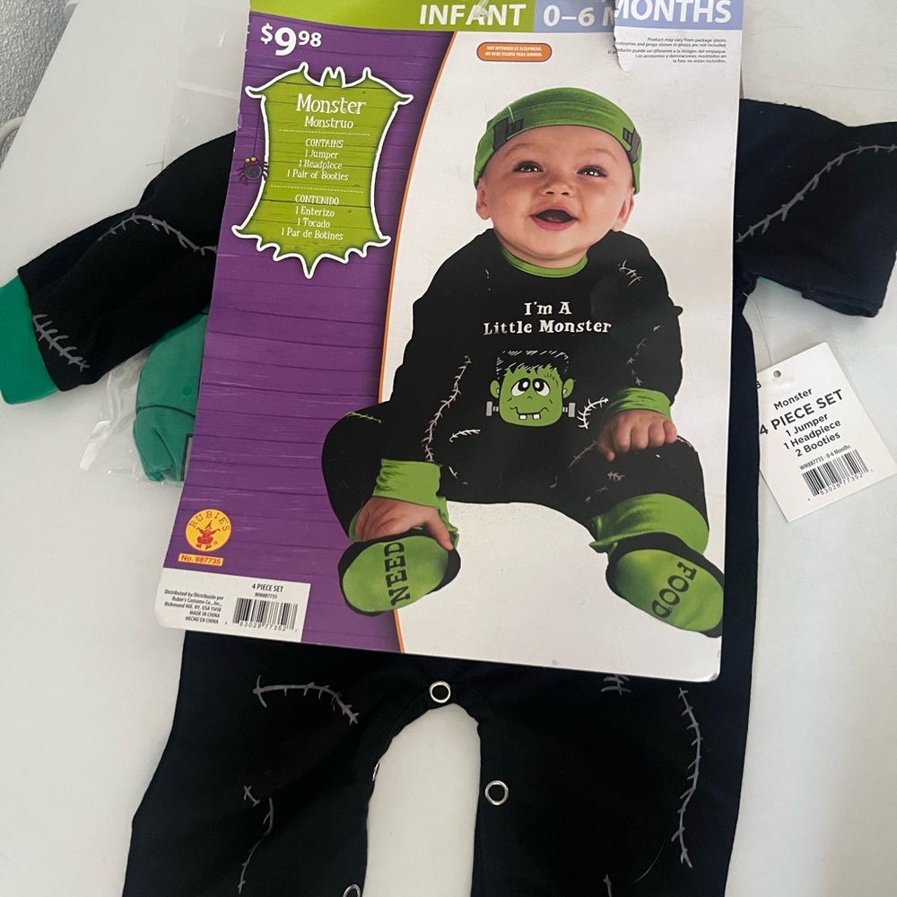 Infant Monster Costume with Green Accents